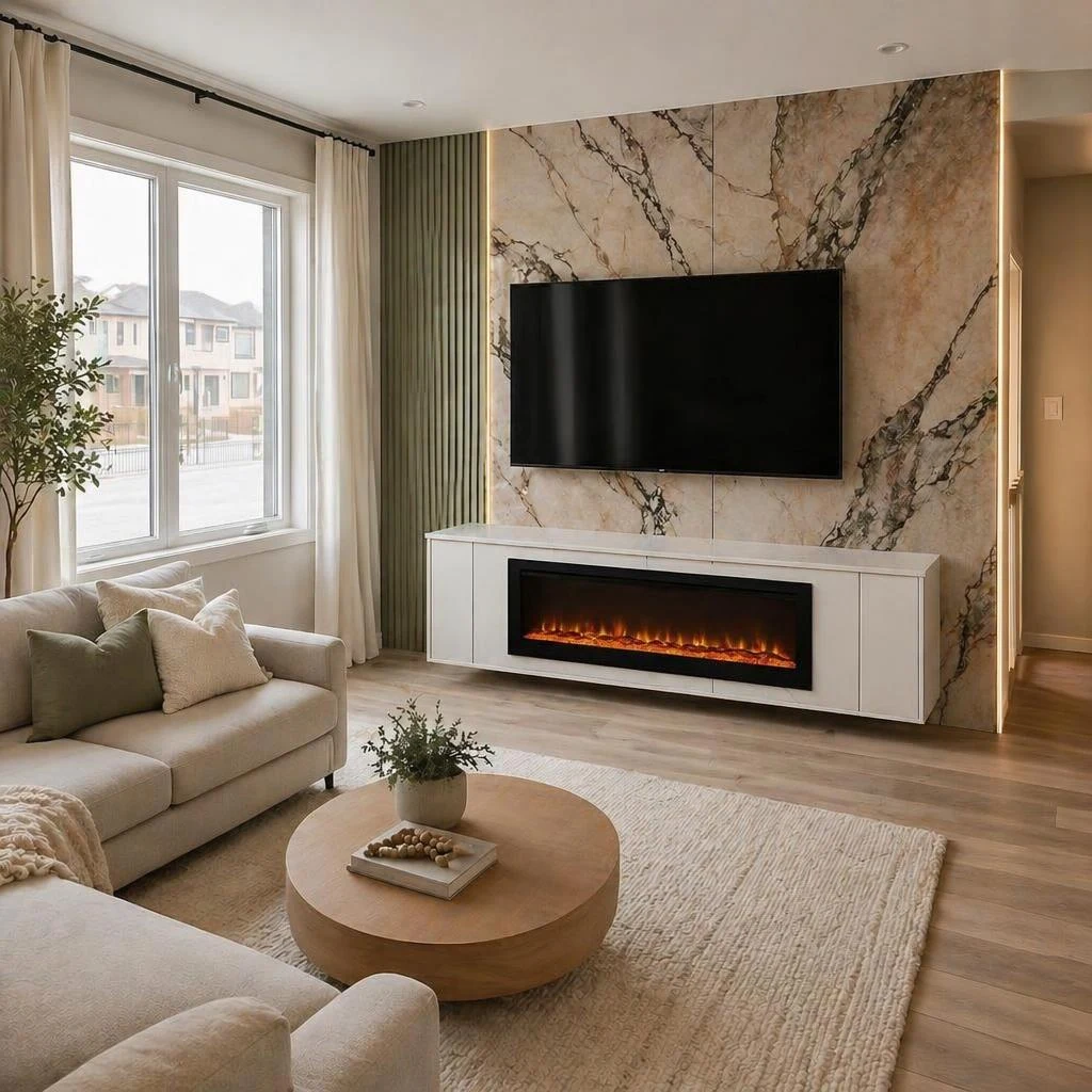 Fireplace media wall Calgary